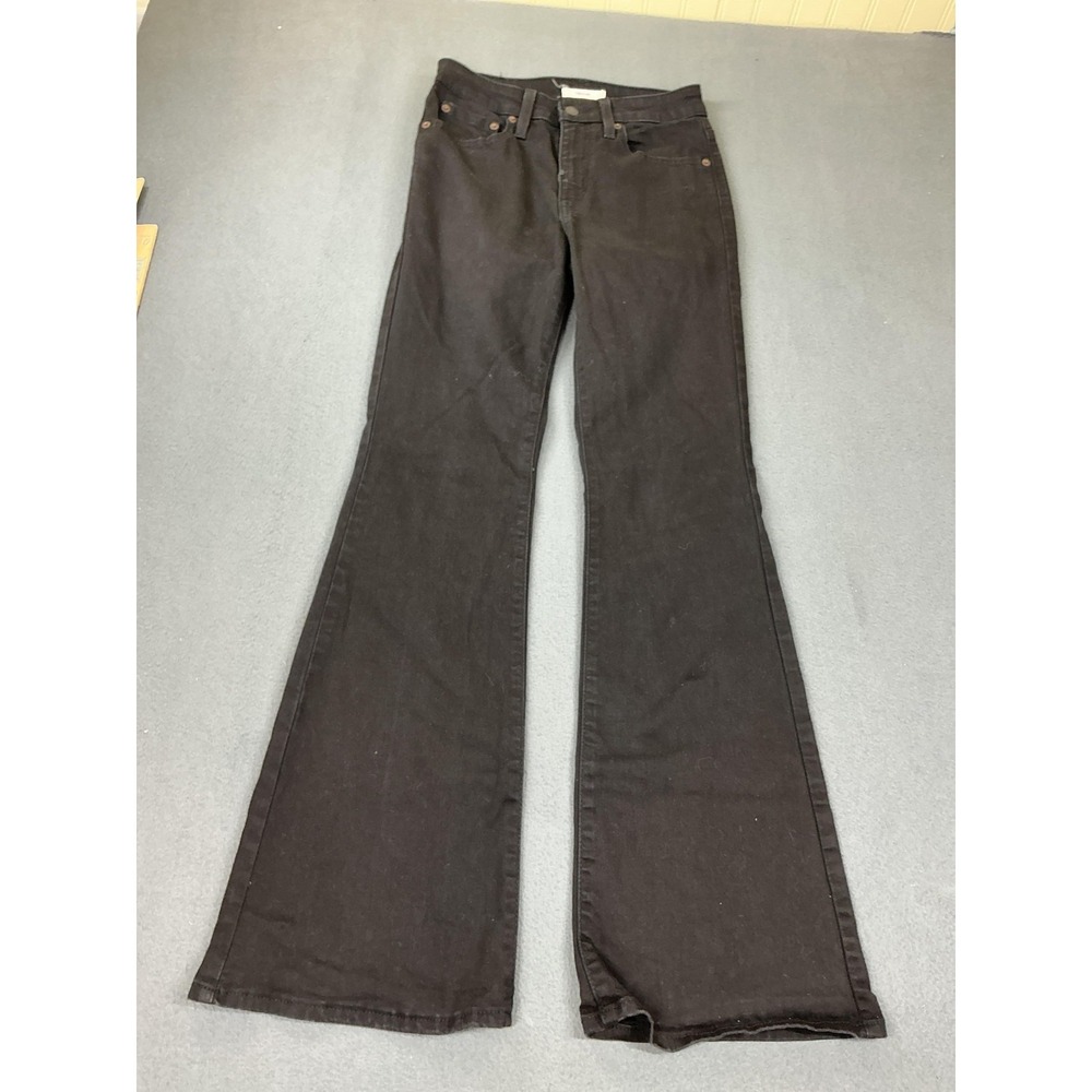 Levi's 726 Flare Jeans Womens W28 L32 Black Dark Wash High Rise Stretch‎ Denim